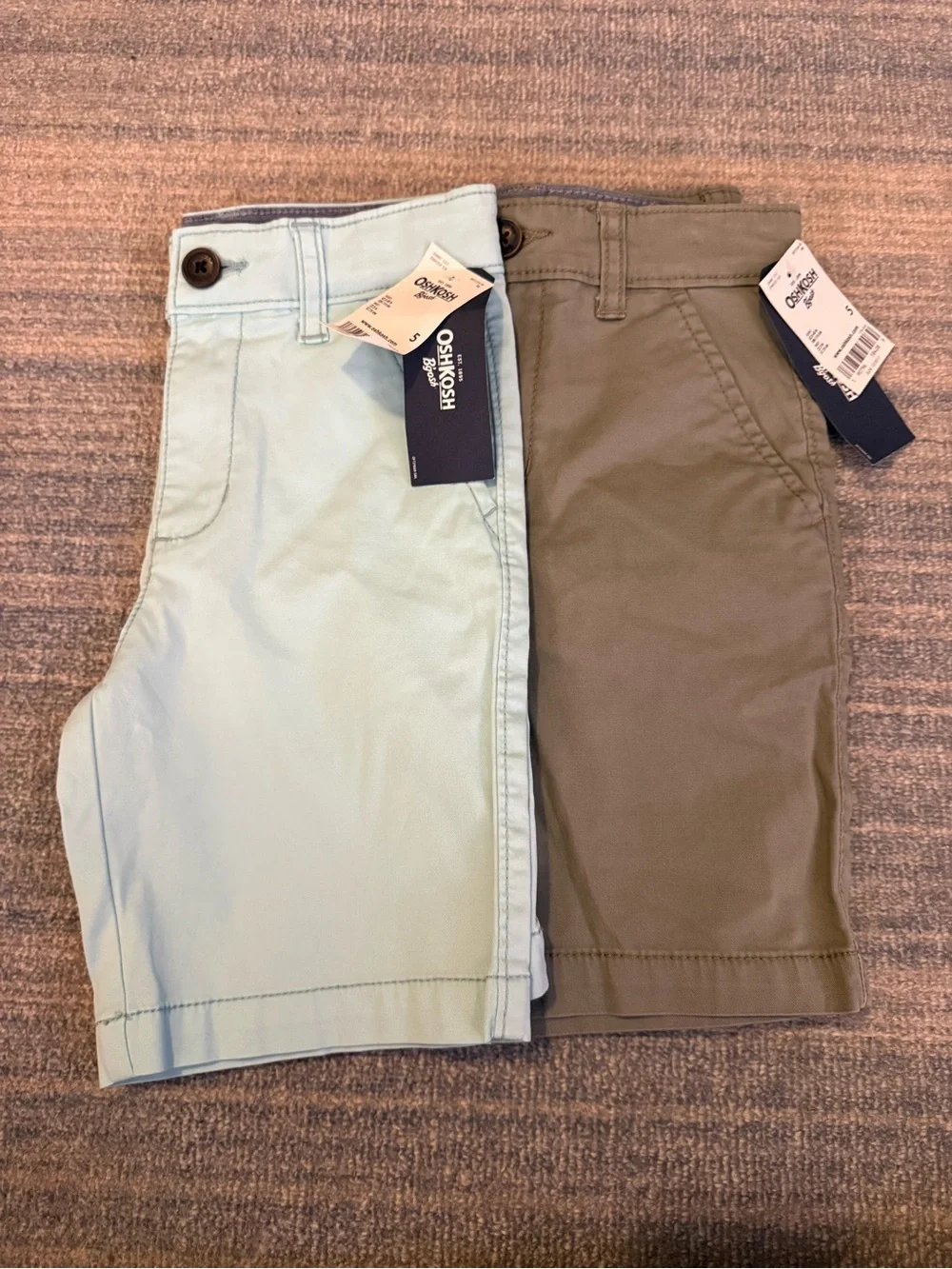 OshKosh B'gosh Flat-Front Shorts in Mint and Olive